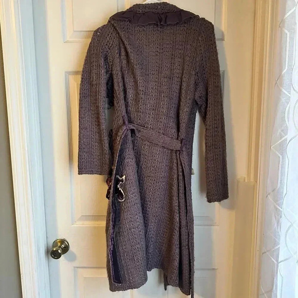 ANIA. A Women’s Vintage Knitted Duster Sweater Tie Y2K Boho Flowers Artsy - Picture 5 of 7